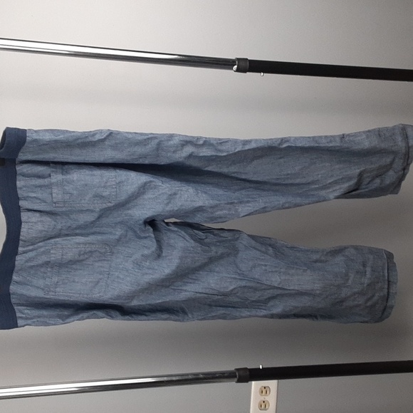 Talbots Cotton Drawstring Wide Waist Band Pull-on Straight Leg Pants - Picture 7 of 9